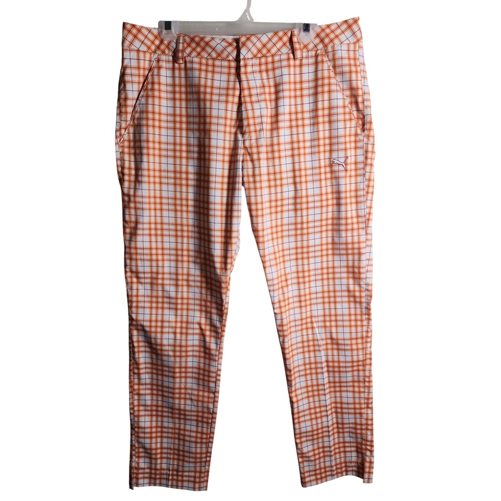 Puma Orange and White Plaid Chinos